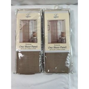 Ellery Home Styles Victoria Sheer One Panel Curtain Taupe‎ 84"L 59”W 2 Packs
